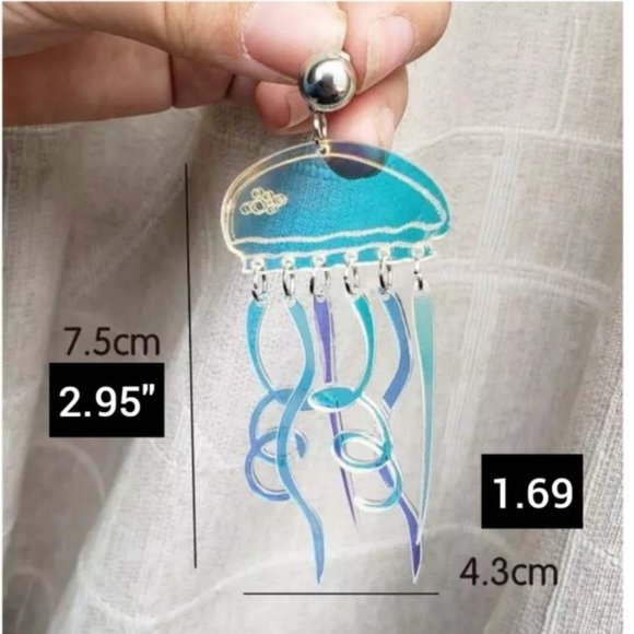 Iridescent Jellyfish earrings - Picture 5 of 7